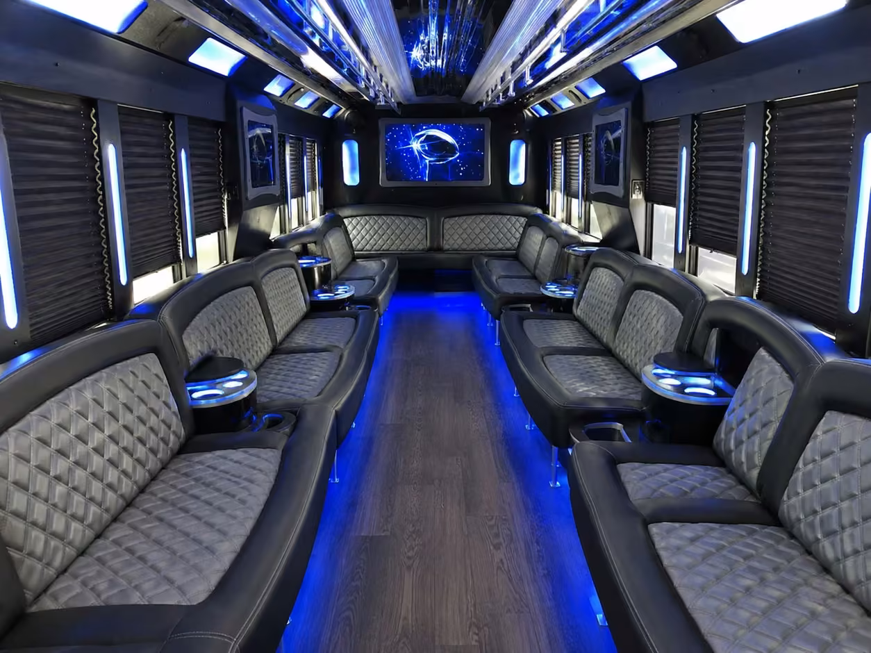 18 passenger party bus inside