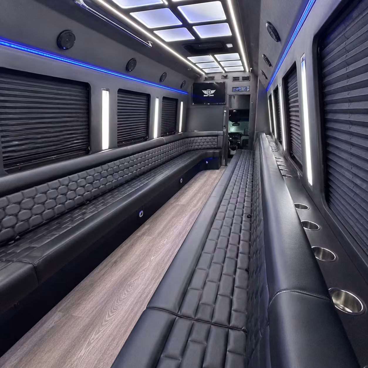 28 passenger party bus inside