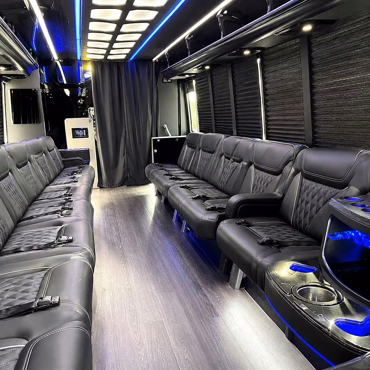 40 passenger party bus inside