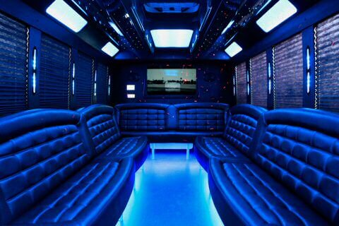 40 passenger party bus Cabot interior