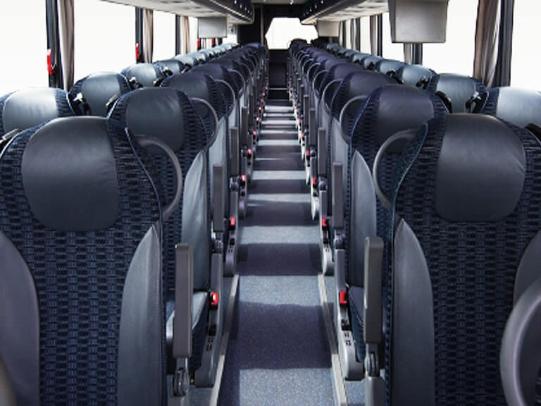 55 person charter bus rental Bentonville interior