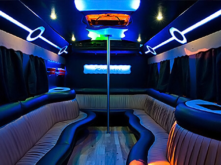 25 passenger party bus Paragould interior